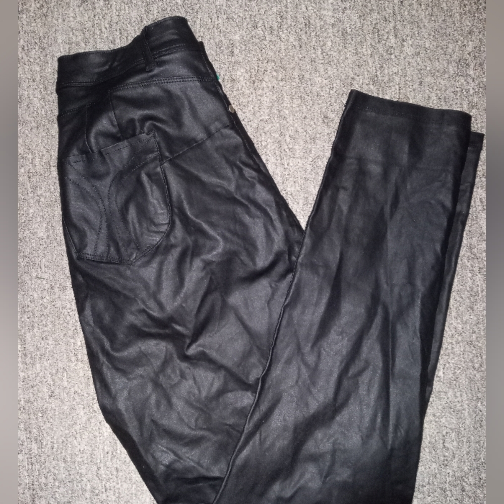 Shinestar black vegan leather pants plus size 3X